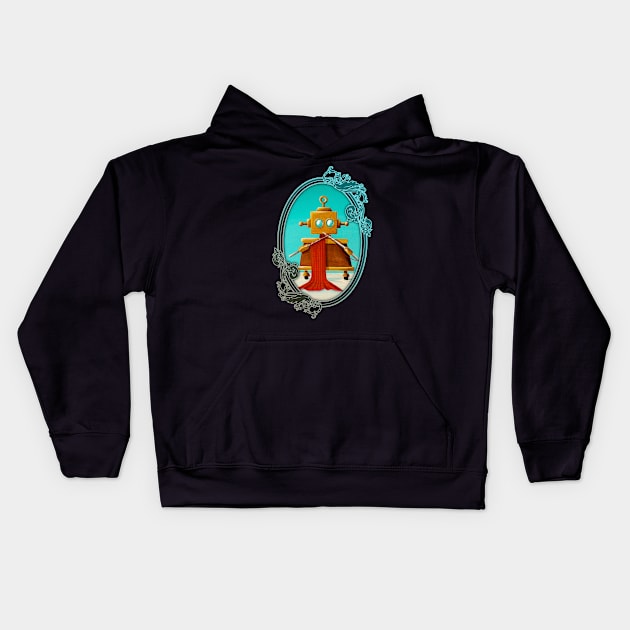 Knitting Robot Kids Hoodie by Rocket Girl